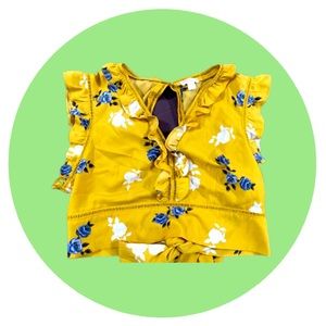 Yellow Flowered Crop Top.